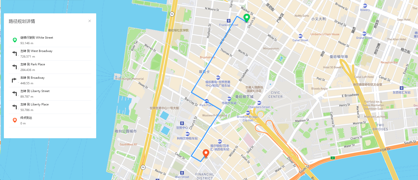 城市道路路网与路径规划,支持起点到终点路线分析