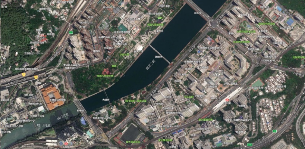 卫星影像与高精度地图叠加,展示城市区域空间环境